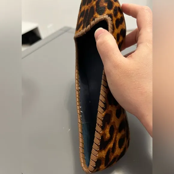 Jack Rogers Brown and Black Leopard Print Calf Hair Almond Toe Flats