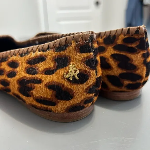 Jack Rogers Brown and Black Leopard Print Calf Hair Almond Toe Flats