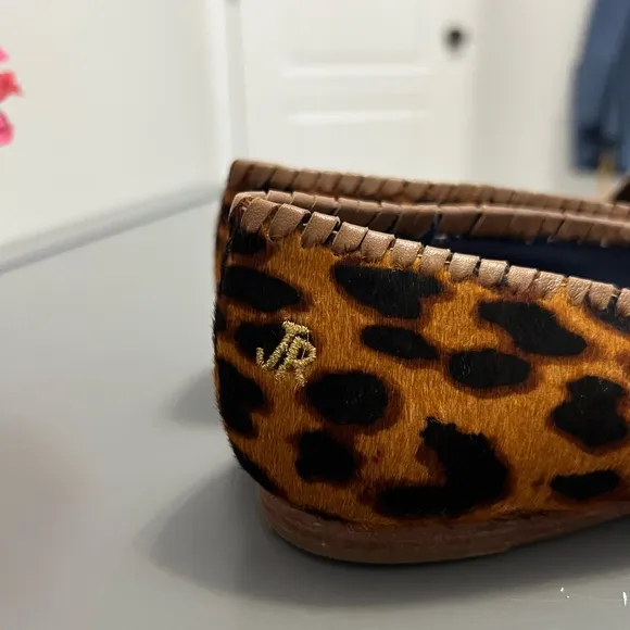 Jack Rogers Brown and Black Leopard Print Calf Hair Almond Toe Flats