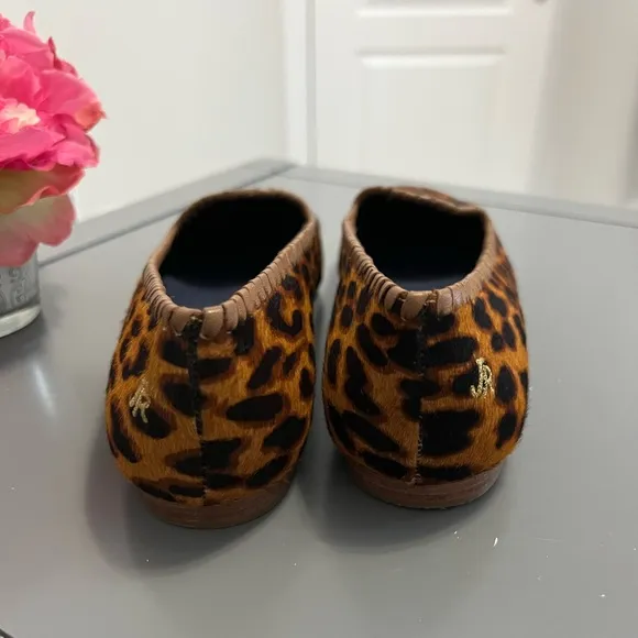 Jack Rogers Brown and Black Leopard Print Calf Hair Almond Toe Flats