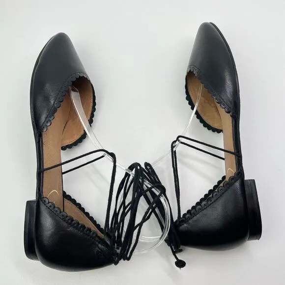 Jack Rogers Camille Leather D'Orsay Ankle Tie Flats