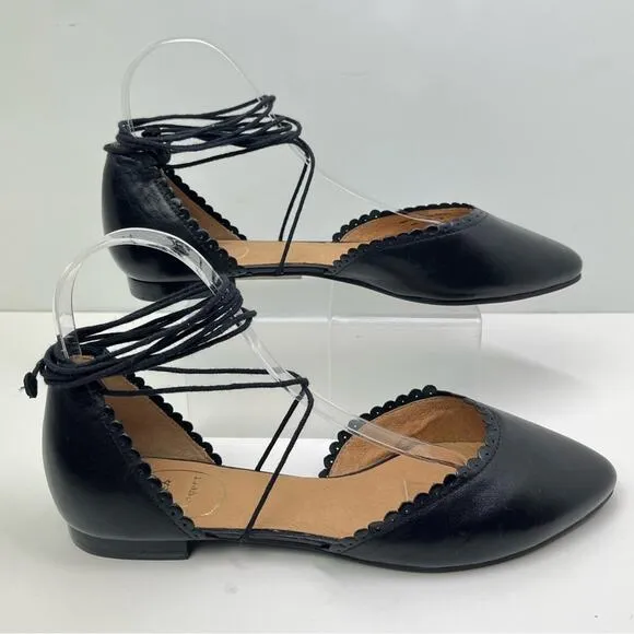 Jack Rogers Camille Leather D'Orsay Ankle Tie Flats