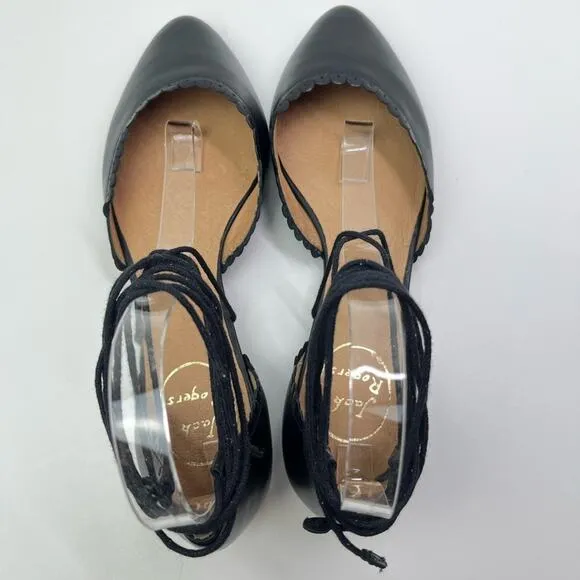 Jack Rogers Camille Leather D'Orsay Ankle Tie Flats