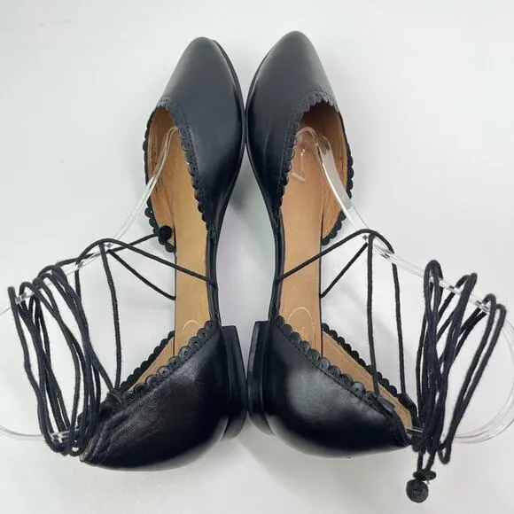 Jack Rogers Camille Leather D'Orsay Ankle Tie Flats