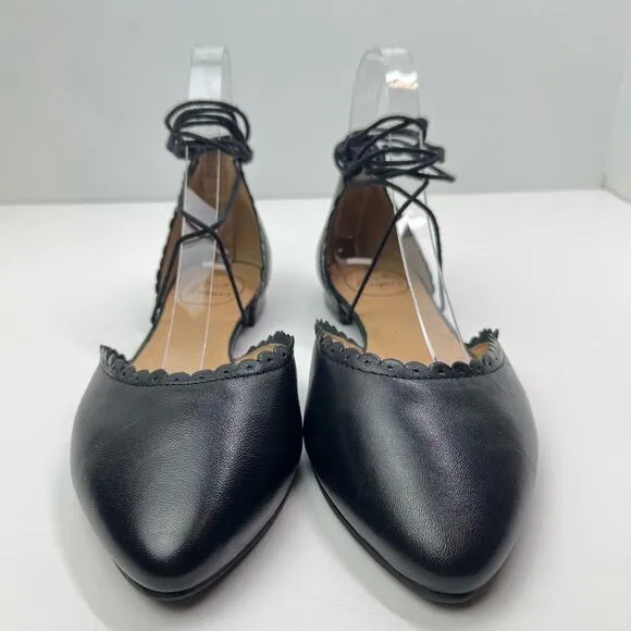 Jack Rogers Camille Leather D'Orsay Ankle Tie Flats