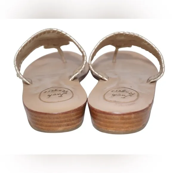 Jack Rogers Light Gold Metallic Sandals with Small 1&quot; Wedge Heel, Size 9.5