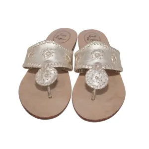 Jack Rogers Light Gold Metallic Sandals with Small 1&quot; Wedge Heel, Size 9.5