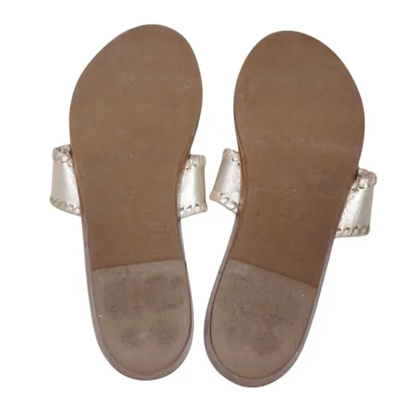 Jack Rogers Light Gold Metallic Sandals with Small 1&quot; Wedge Heel, Size 9.5