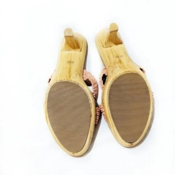 Jack Rogers Pink Slide On Wood Heel Sandals 10M