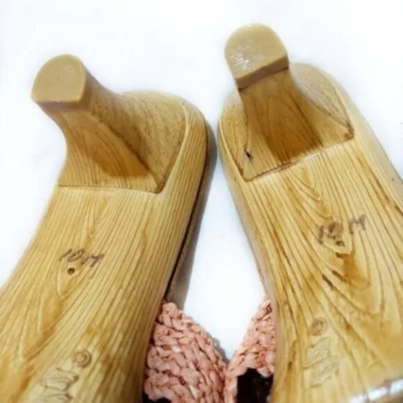 Jack Rogers Pink Slide On Wood Heel Sandals 10M
