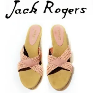Jack Rogers Pink Slide On Wood Heel Sandals 10M