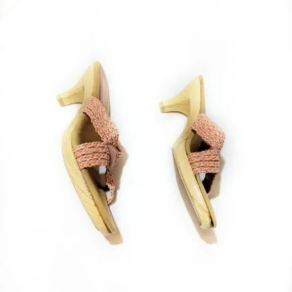 Jack Rogers Pink Slide On Wood Heel Sandals 10M