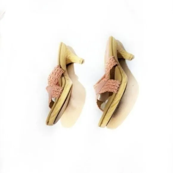 Jack Rogers Pink Slide On Wood Heel Sandals 10M