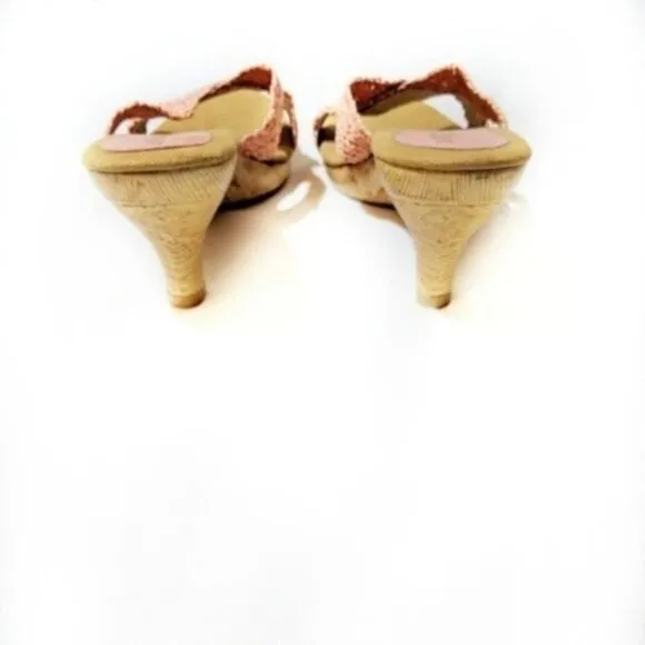 Jack Rogers Pink Slide On Wood Heel Sandals 10M