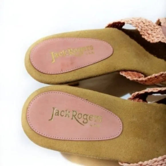 Jack Rogers Pink Slide On Wood Heel Sandals 10M