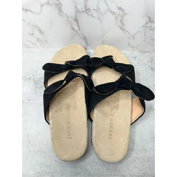 Jack Rogers Sandals Womens Size 9 Black Leather Monica Knot Open Toe Platform