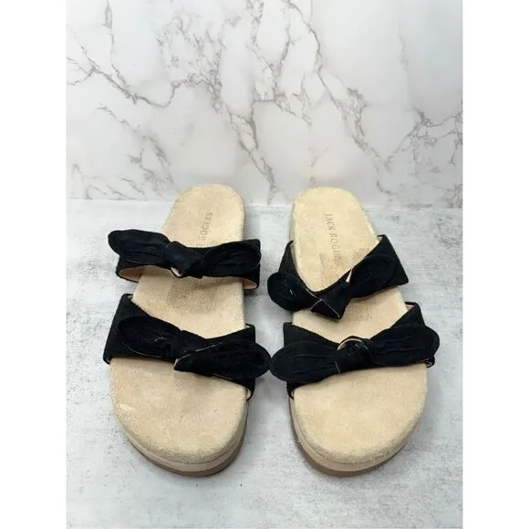 Jack Rogers Sandals Womens Size 9 Black Leather Monica Knot Open Toe Platform