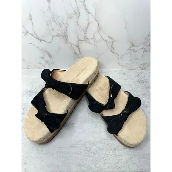 Jack Rogers Sandals Womens Size 9 Black Leather Monica Knot Open Toe Platform