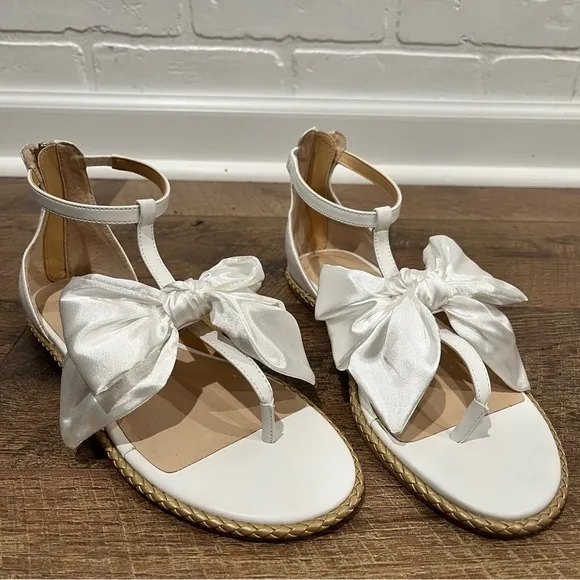 Jack Rogers Womens Heidi Leather Bow T-Strap Sandals