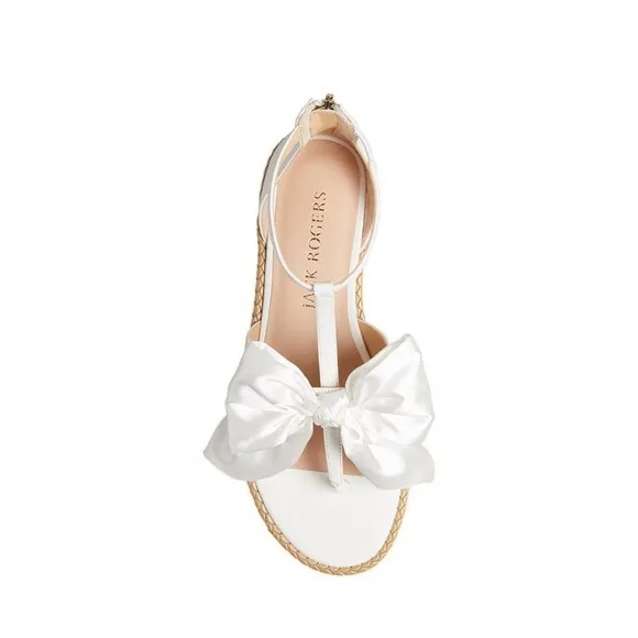 Jack Rogers Womens Heidi Leather Bow T-Strap Sandals