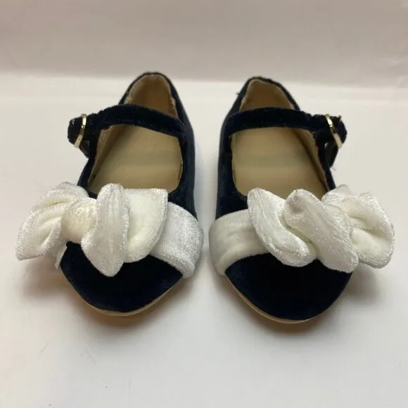 Janie and Jack Kids Velvet Bow Flats Size 5