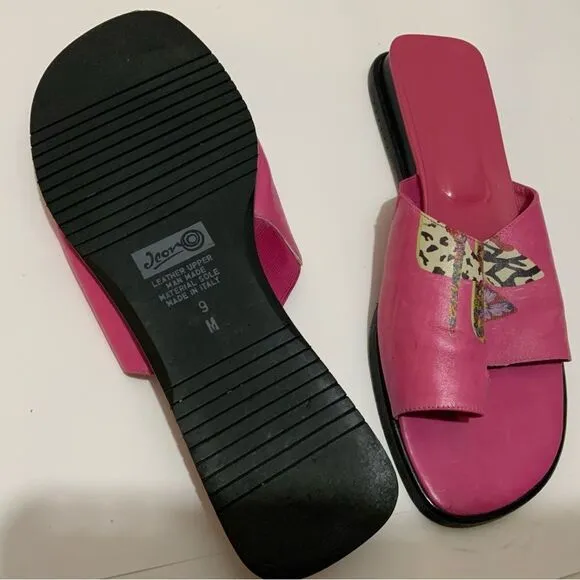 Jcon sandals toe ring pink flats women’s size 9 made in Italy