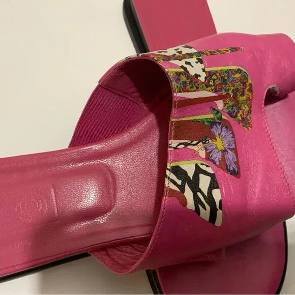 Jcon sandals toe ring pink flats women’s size 9 made in Italy