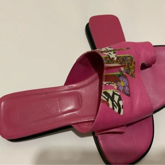 Jcon sandals toe ring pink flats women’s size 9 made in Italy