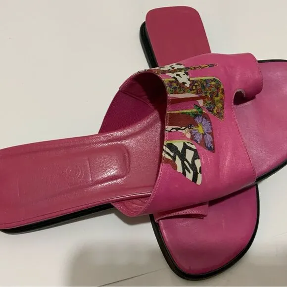 Jcon sandals toe ring pink flats women’s size 9 made in Italy