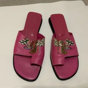 Jcon sandals toe ring pink flats women’s size 9 made in Italy