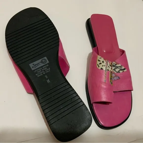 Jcon sandals toe ring pink flats women’s size 9 made in Italy
