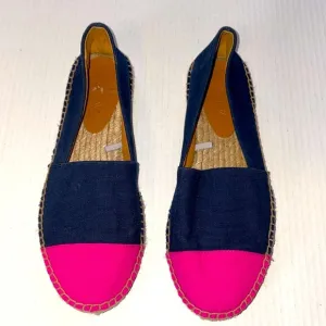 J.Crew Canvas Colorblock Pink &amp; Navy CapToe Slip on Espadrilles Size 9