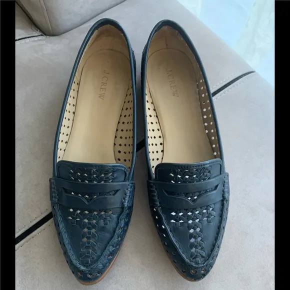 JCrew Collins Woven Navy Loafers size 10M