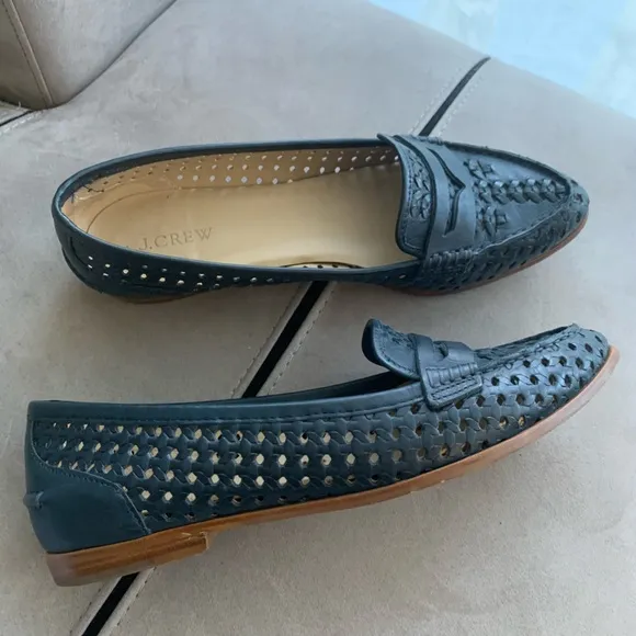 JCrew Collins Woven Navy Loafers size 10M