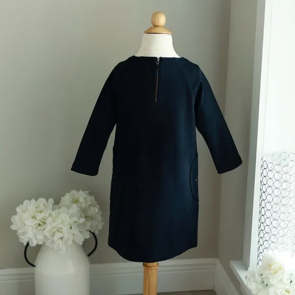 J.Crew Crewcuts Girl's Size 7 Black Long Sleeve Dress Zipper Detail NWT