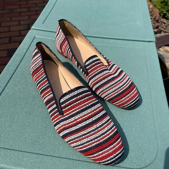 J Crew Embroidered Leather Driving Loafers