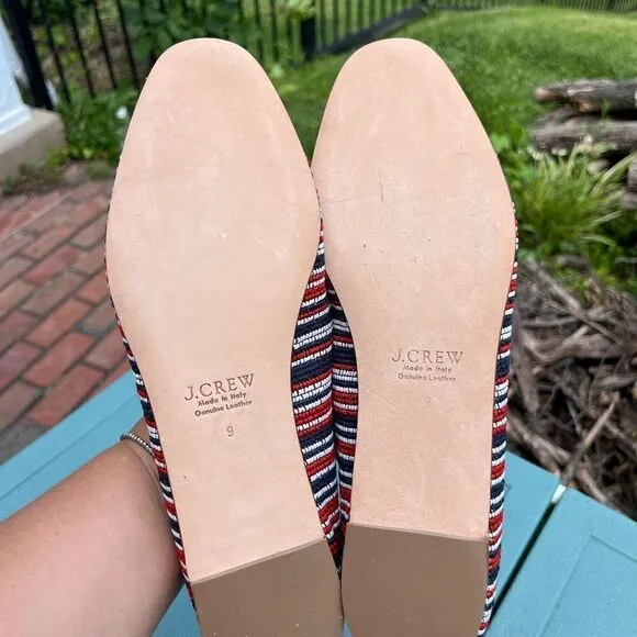 J Crew Embroidered Leather Driving Loafers