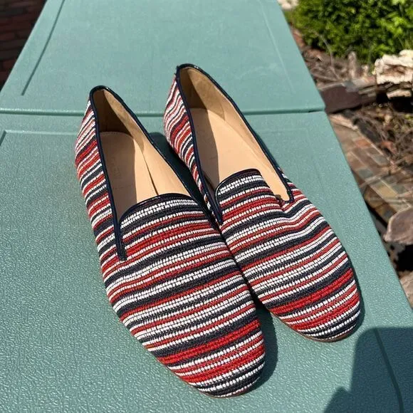 J Crew Embroidered Leather Driving Loafers