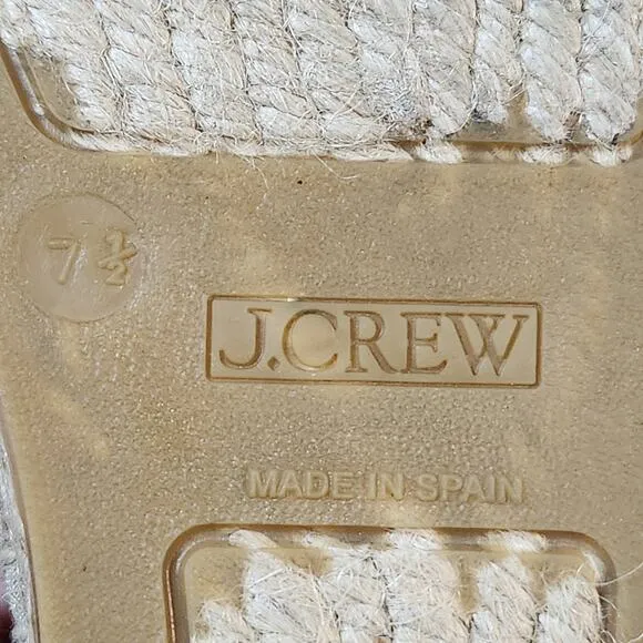 J.Crew Made-in-Spain Penny Loafer Espadrilles in Linen Blend Leather Women 7.5
