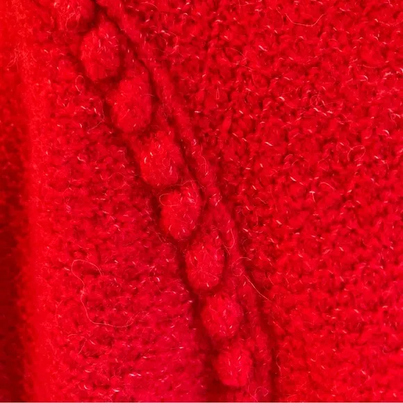 JCREW Odette Red Wool Alpaca Cardigan Sweater Lady Jacket Gold Buttons