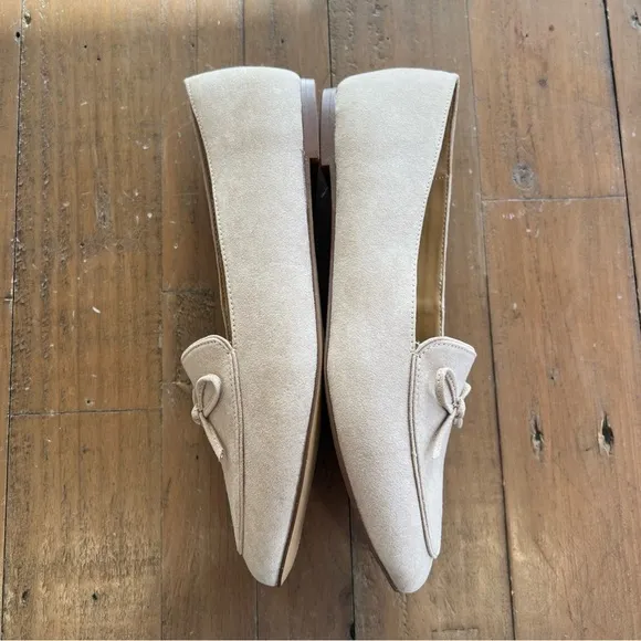 J.crew sand suede bow loafers flats academia almond toe casual women’s 8 NWOB