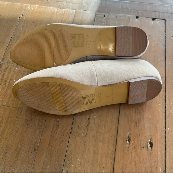 J.crew sand suede bow loafers flats academia almond toe casual women’s 8 NWOB