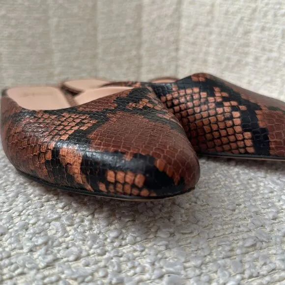 J.Crew Women’s Carolyn Mule Flats in snake-embossed leather Size 8.5US