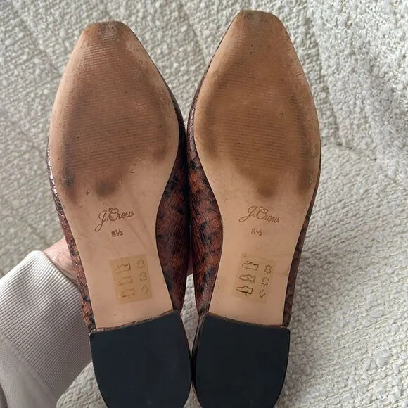 J.Crew Women’s Carolyn Mule Flats in snake-embossed leather Size 8.5US