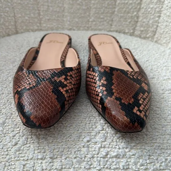 J.Crew Women’s Carolyn Mule Flats in snake-embossed leather Size 8.5US