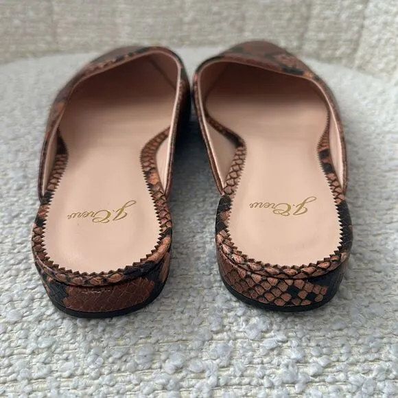 J.Crew Women’s Carolyn Mule Flats in snake-embossed leather Size 8.5US