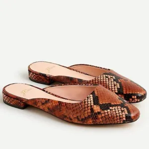 J.Crew Women’s Carolyn Mule Flats in snake-embossed leather Size 8.5US