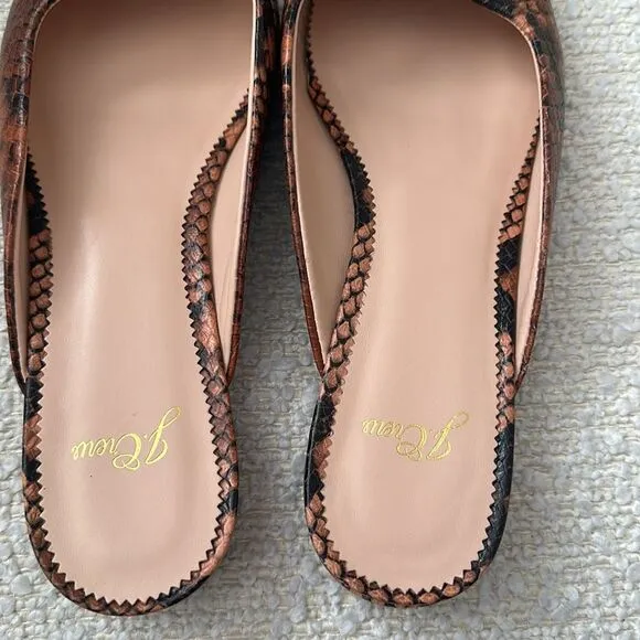 J.Crew Women’s Carolyn Mule Flats in snake-embossed leather Size 8.5US