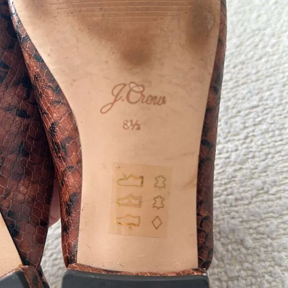 J.Crew Women’s Carolyn Mule Flats in snake-embossed leather Size 8.5US