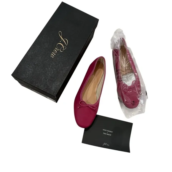J.Crew Zoe ballet flats in leather hot pink